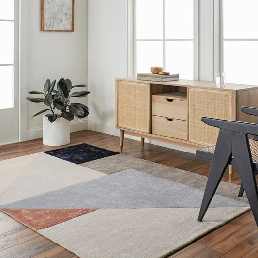 Glasgow Rug by Surya in gray, light gray. Made from 60% viscose, 40% wool in a modern style.