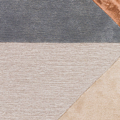 Glasgow Rug by Surya in gray, light gray, denim, black, light beige, camel. Made from 60% viscose, 40% wool in a modern style.