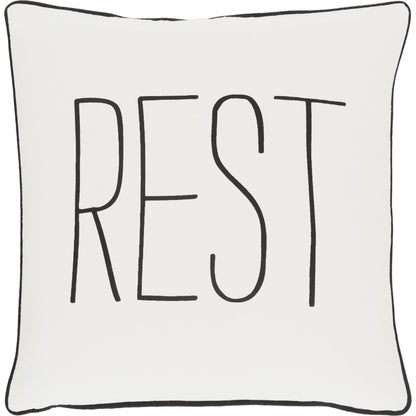 Glyph Rest Pillow by Surya in white. Made from 100% cotton in a modern style.