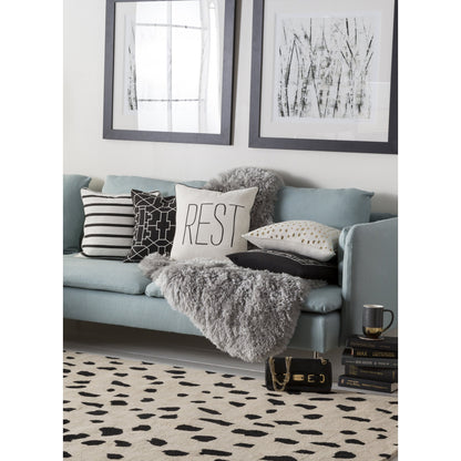Glyph Rest Pillow by Surya in white. Made from 100% cotton in a modern style.