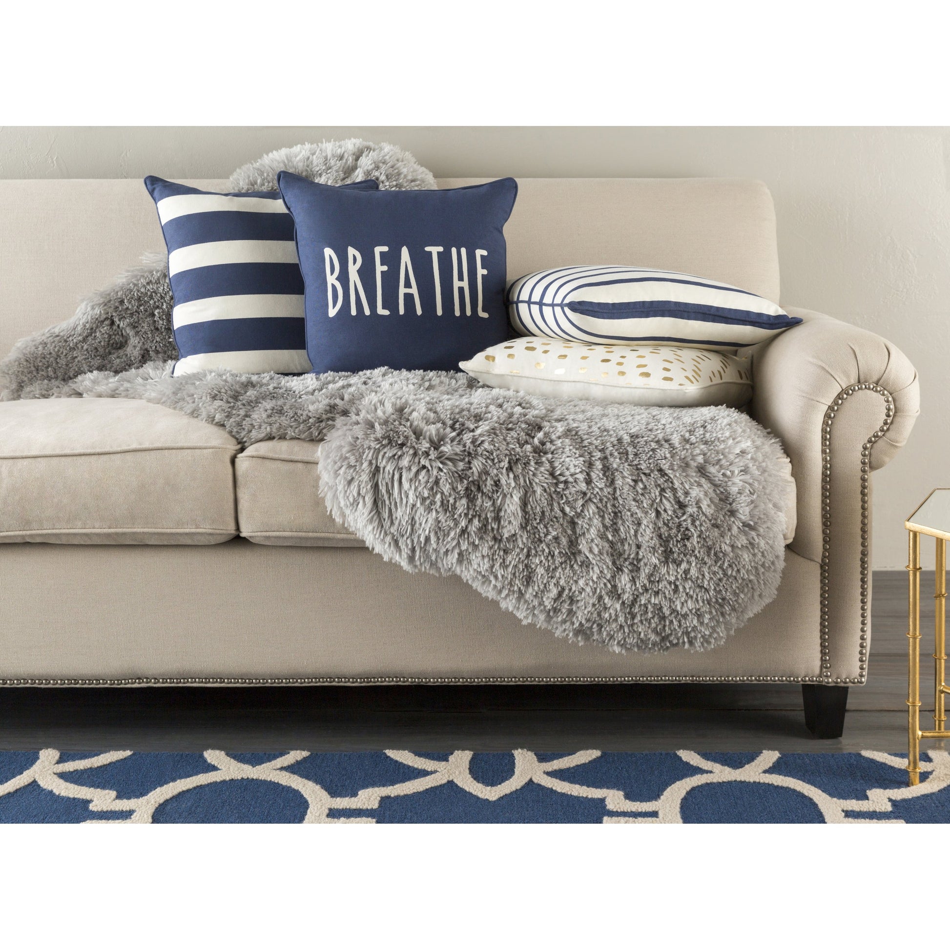 Glyph Breathe Pillow by Surya in gray. Made from 100% cotton in a modern style.