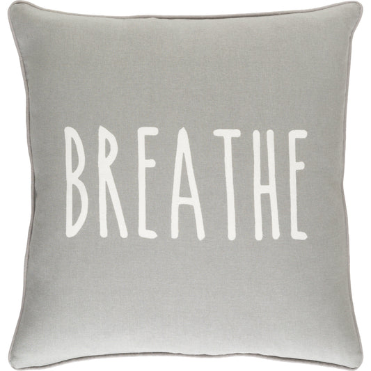 Glyph Breathe Pillow by Surya in light gray, white. Made from 100% cotton in a modern style.