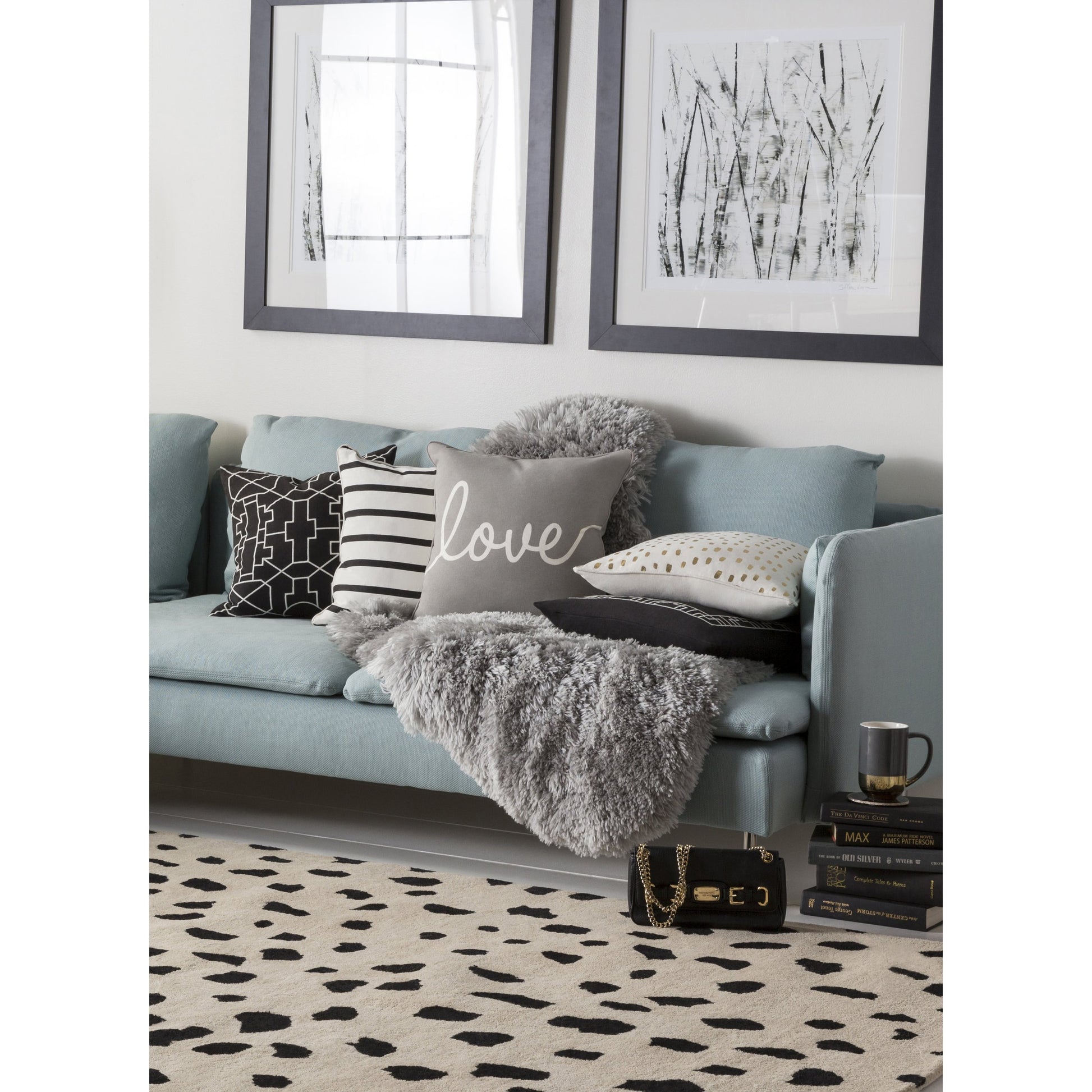 Glyph Pillow - 16319 by Surya in gray. Made from 100% cotton in a modern style.