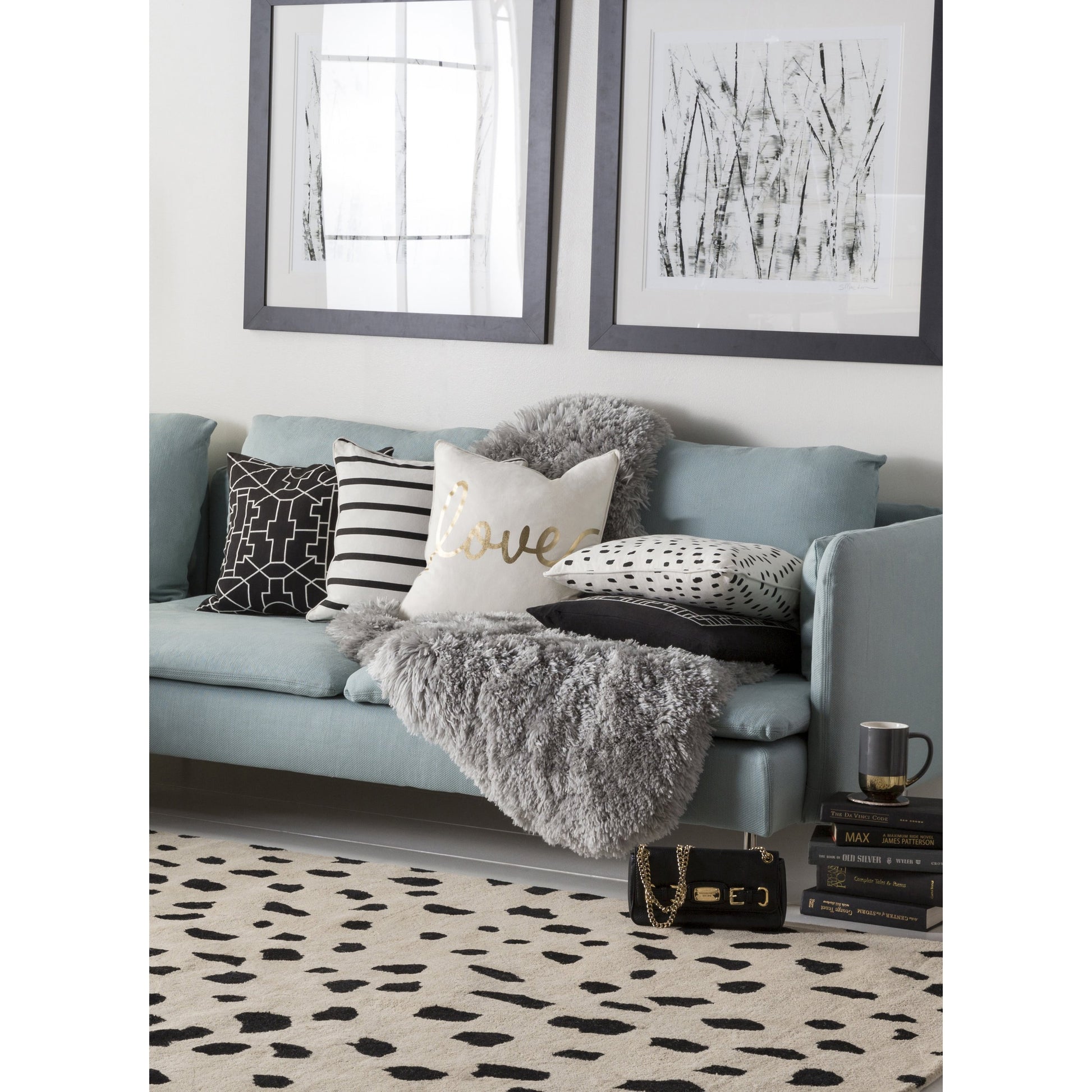 Glyph Pillow - 16319 by Surya in gray. Made from 100% cotton in a modern style.