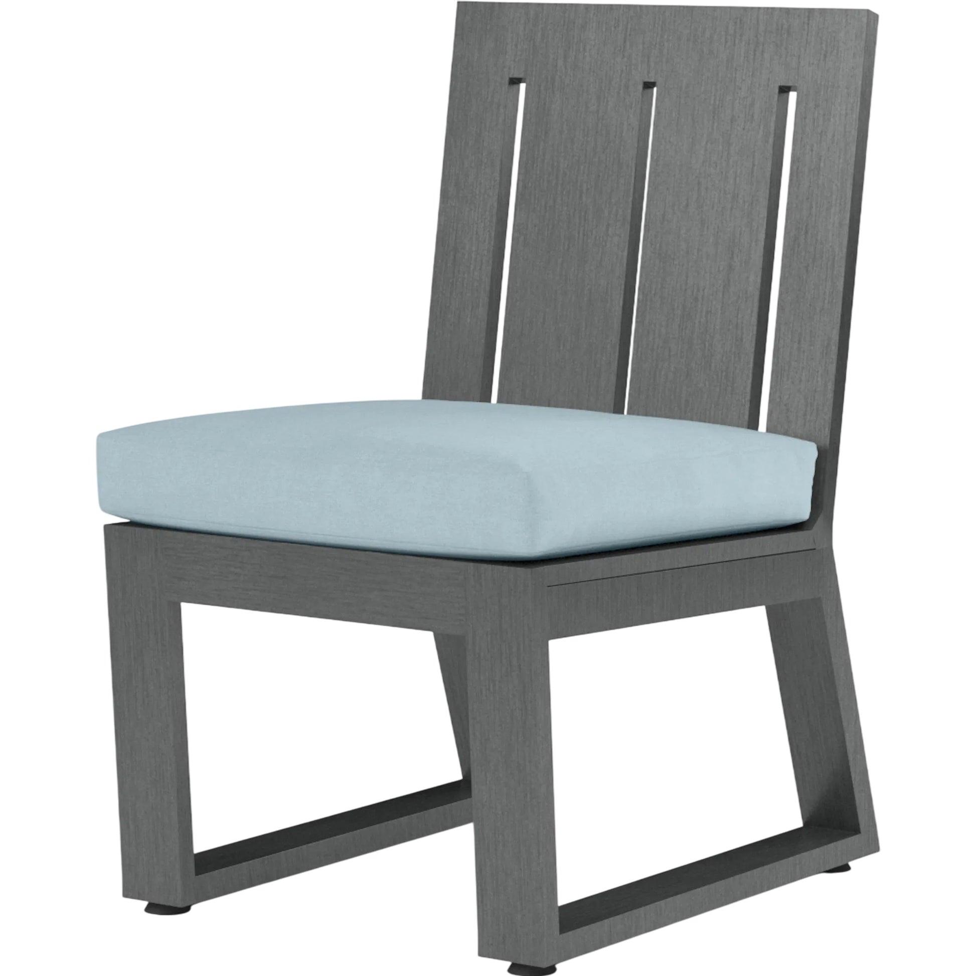 Redondo Outdoor Armless Dining Chair by Sunset West in grays. Made from aluminum in a modern style.