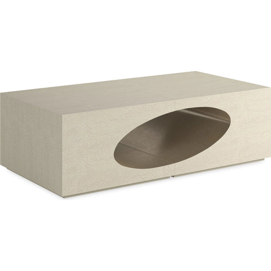 Chasm Cocktail Table by Caracole in ivory craze, taupe silver leaf. Made from asian hardwood in a unique style.