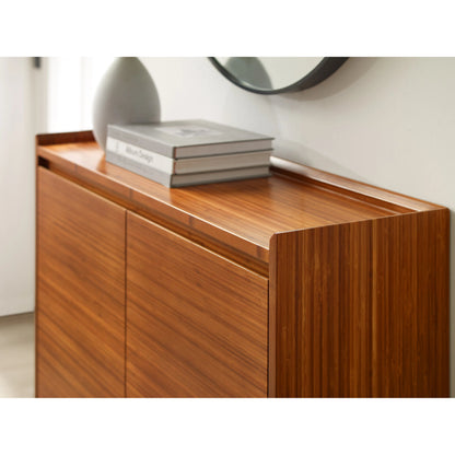 Mira Console by Greenington in amber. Made from solid moso bamboo in a modern style.