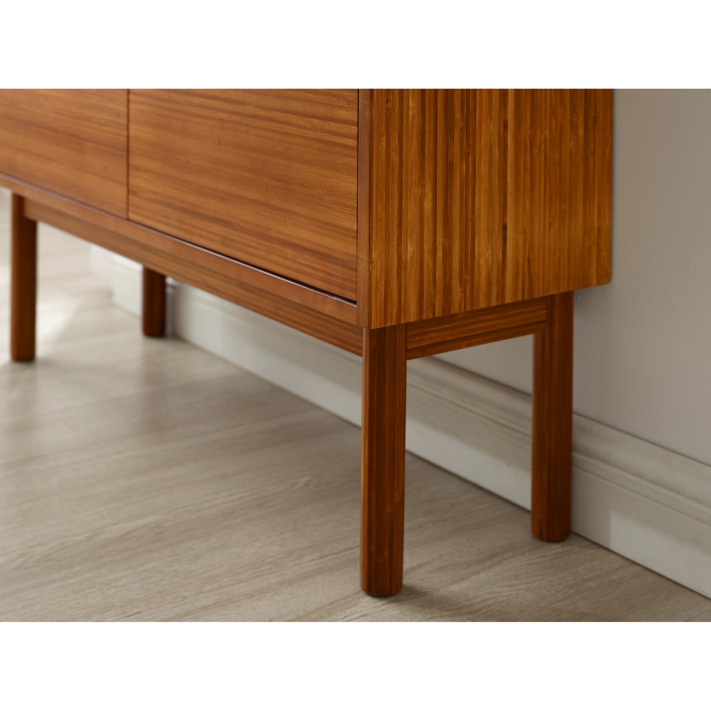 005 SI-1991832 | Closeup | Mira Console by Greenington in amber. Made from solid moso bamboo in a modern style.