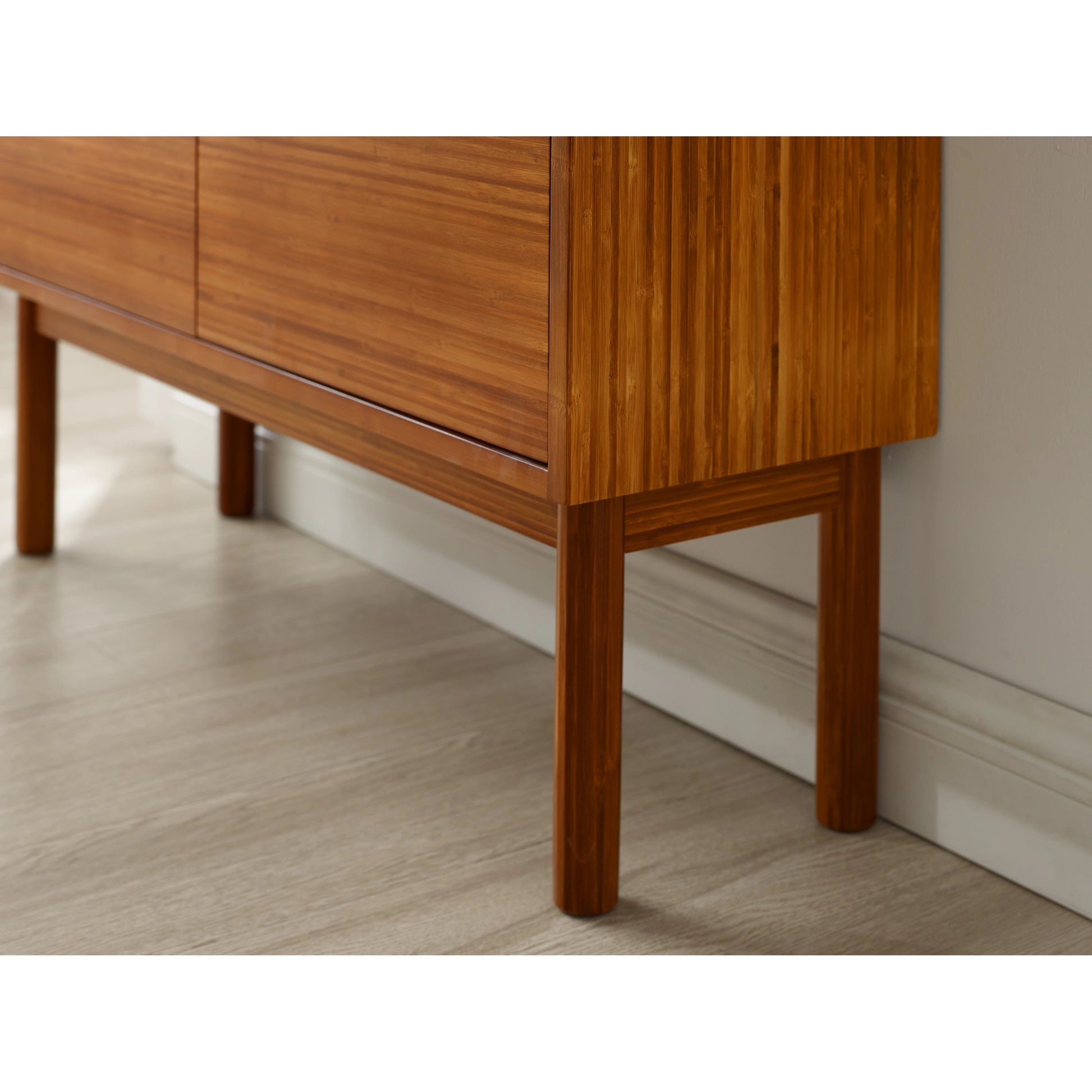 Mira Console by Greenington in amber. Made from solid moso bamboo in a modern style.
