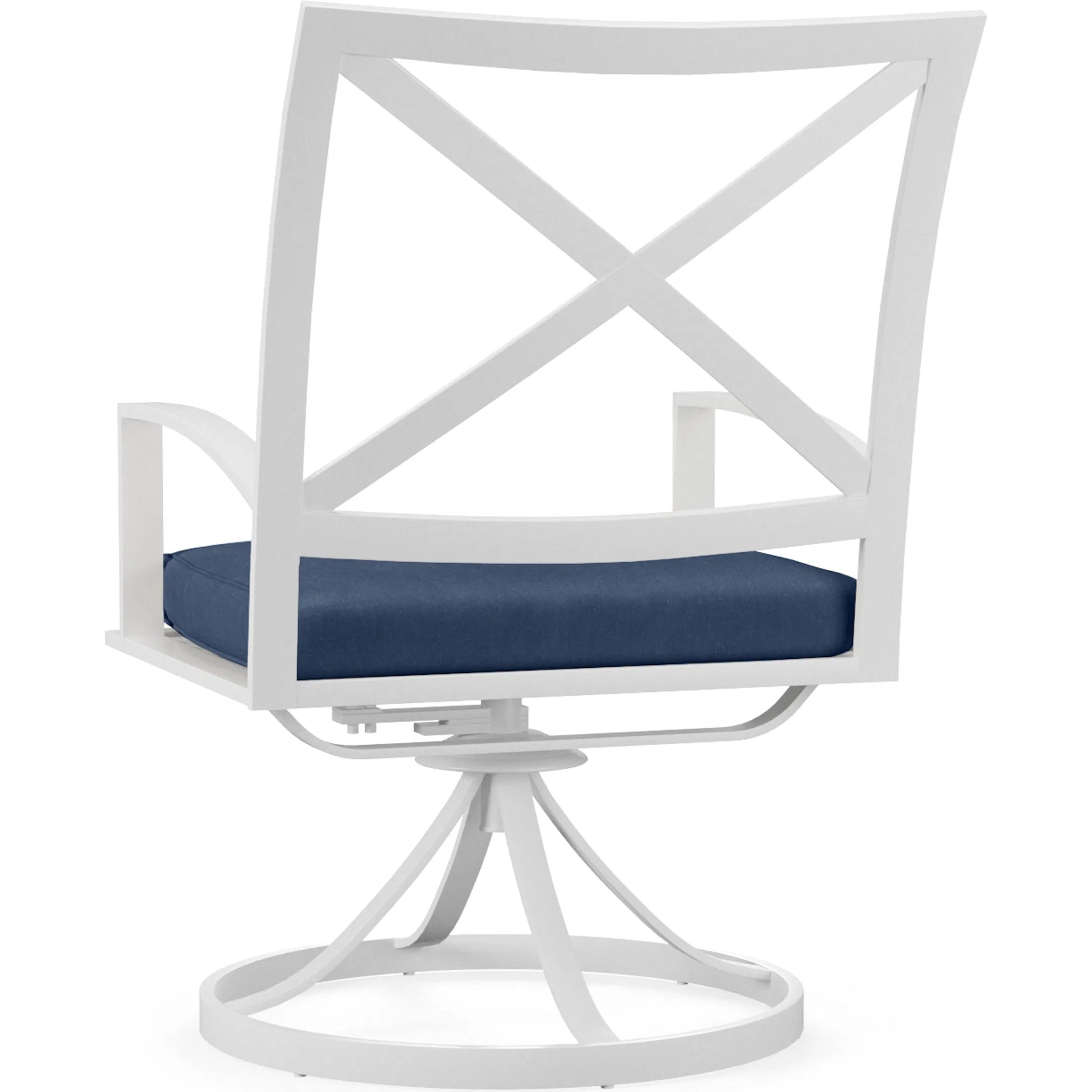 Bristol Outdoor Swivel Dining Chair in Canvas Flax w/ Self Welt by Sunset West. Made from aluminum in a modern style.