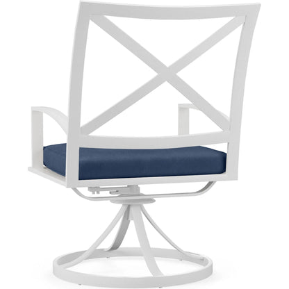 Bristol Outdoor Swivel Dining Chair in Canvas Flax w/ Self Welt by Sunset West. Made from aluminum in a modern style.