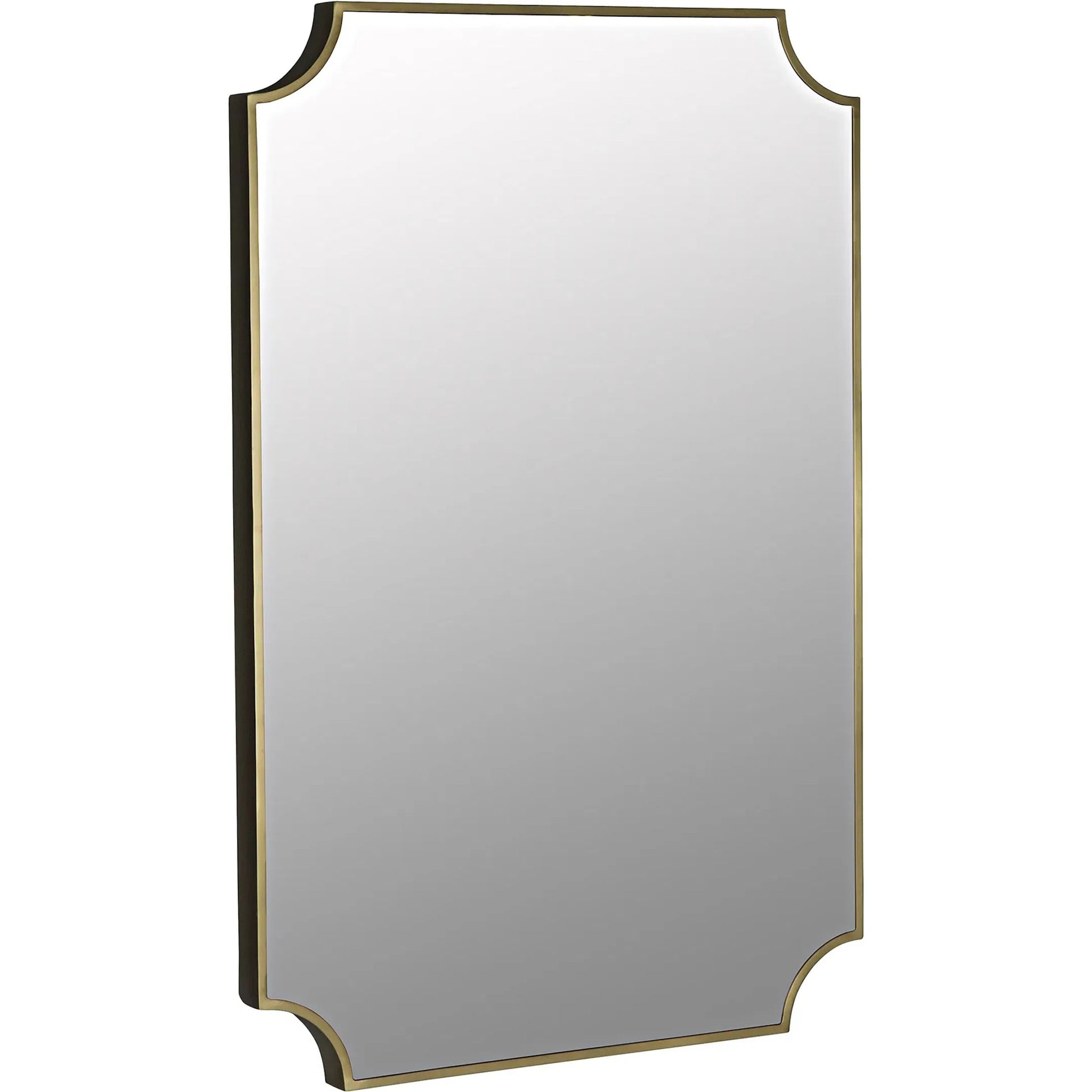Convexed Mirror by Noir in antique brass. Made from metal, mirror in a transitional style.
