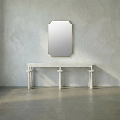 Convexed Mirror by Noir in antique brass. Made from metal, mirror in a transitional style.
