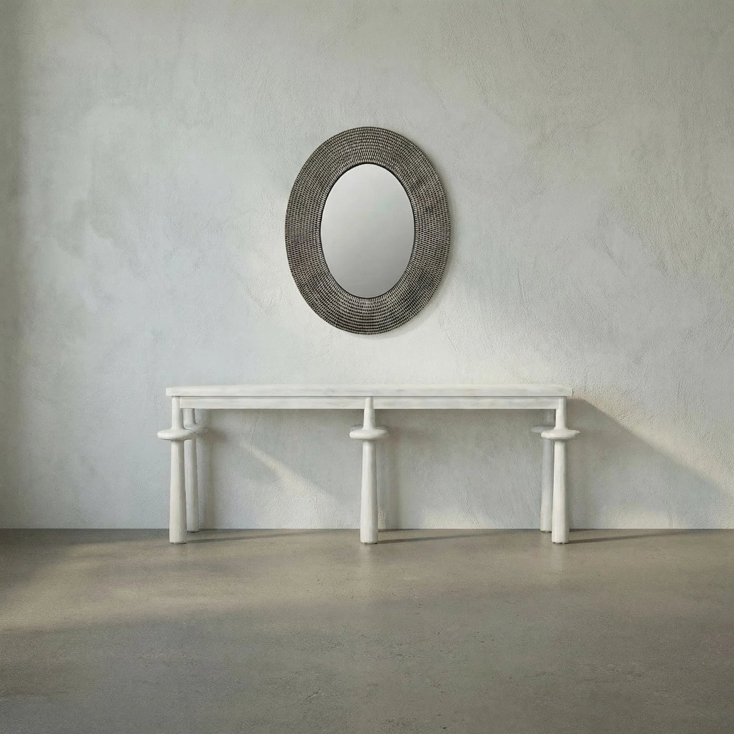 005 SI-1956835 | Lifestyle | Coco Mirror by Noir in ebony walnut and white. Made from walnut and mirror in a cottage & farmhouse style.