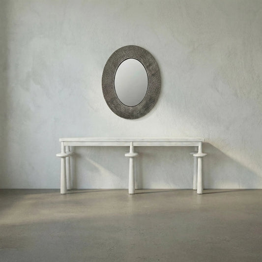 Coco Mirror by Noir in ebony walnut and white. Made from walnut and mirror in a cottage & farmhouse style.