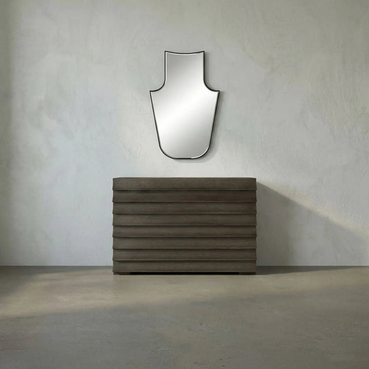 Konstance Mirror by Noir in matte black. Made from industrial steel, mirror in a modern style.