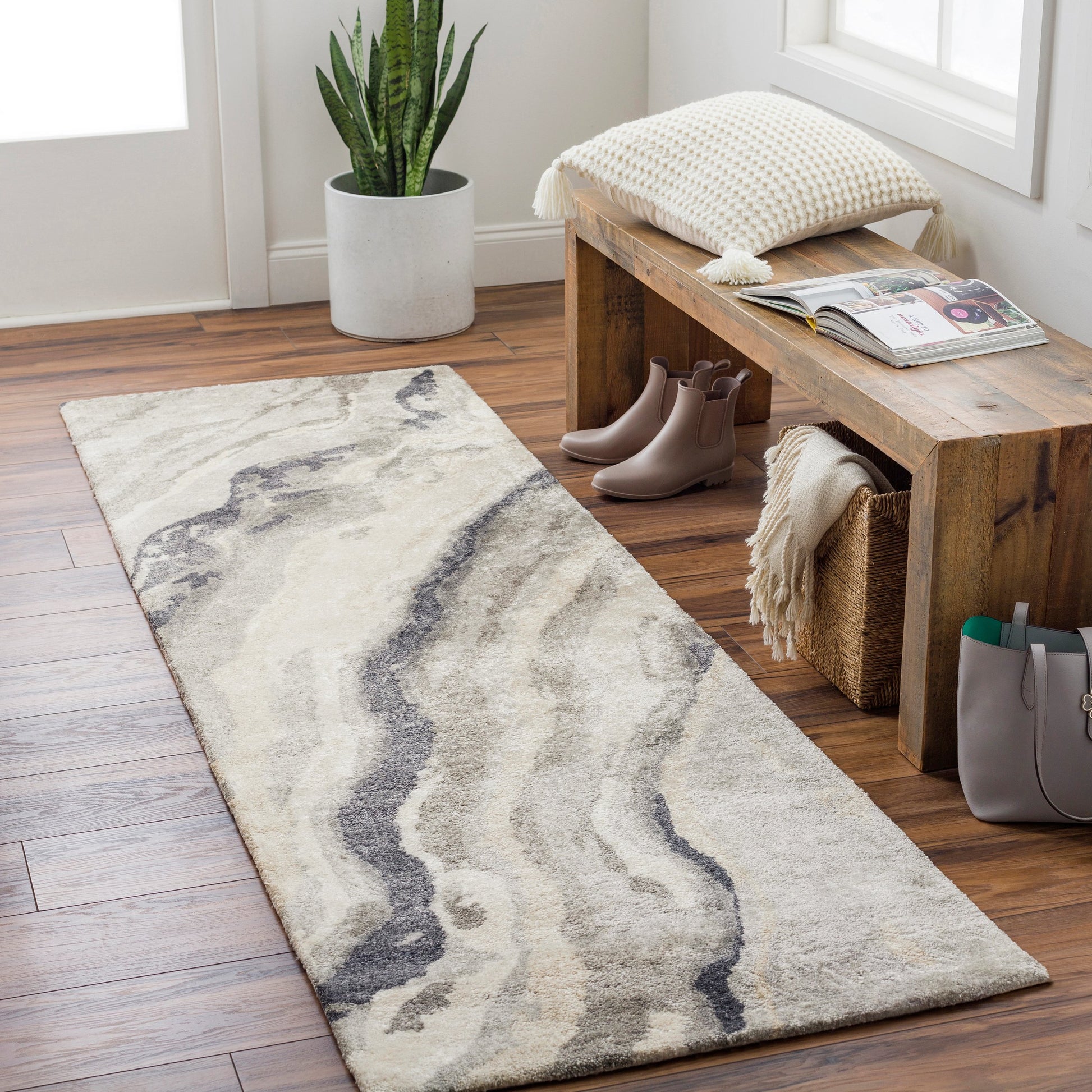 Gemini Rug - 12647 by Surya in charcoal, gray, light slate, off-white. Made from unique in a unique style.