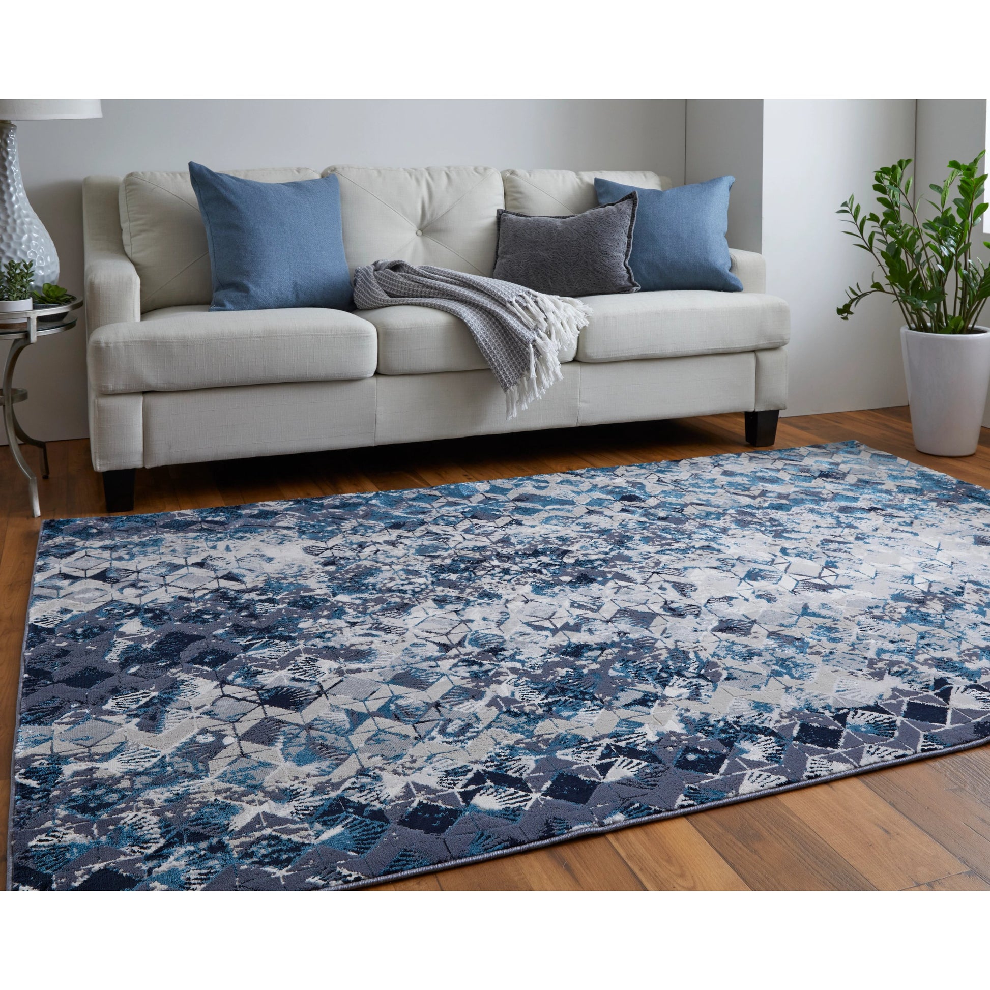 Indio Diamond Rug - 39H0F by Feizy in blue, ivory, gray. Made from unique in a unique style.