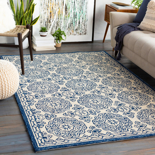 Granada Rug - 23803 by Surya in navy, light blue, beige. Made from 100% wool in a unique style.