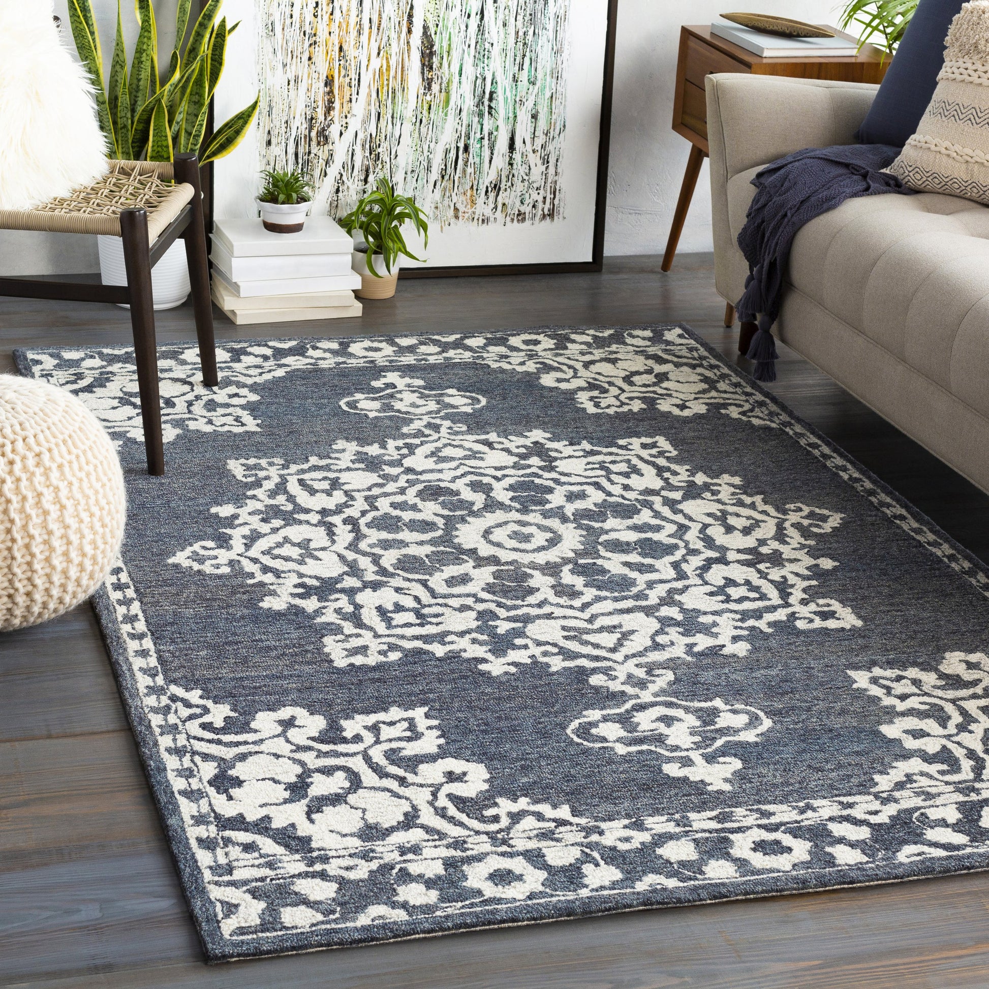 Granada Rug - 23806 by Surya in charcoal, cream. Made from 100% wool in a unique style.