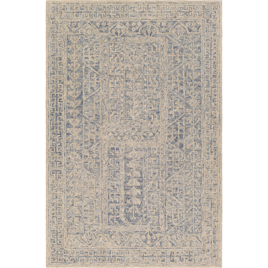 Granada Rug - 24532 by Livabliss in navy, light blue, ivory. Made from 100% wool in a unique style.