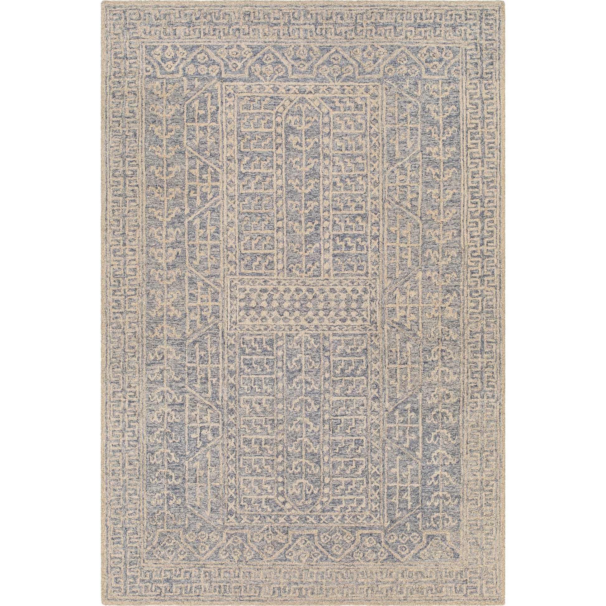 Granada Rug - 24532 by Livabliss in navy, light blue, ivory. Made from 100% wool in a unique style.