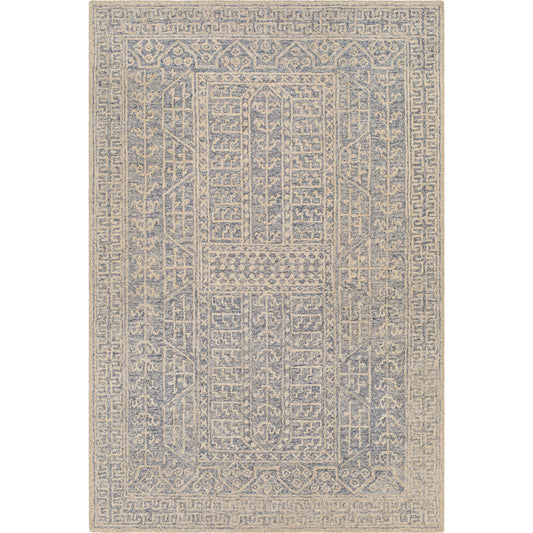 Granada Rug - 24532 by Livabliss in navy, light blue, ivory. Made from 100% wool in a unique style.