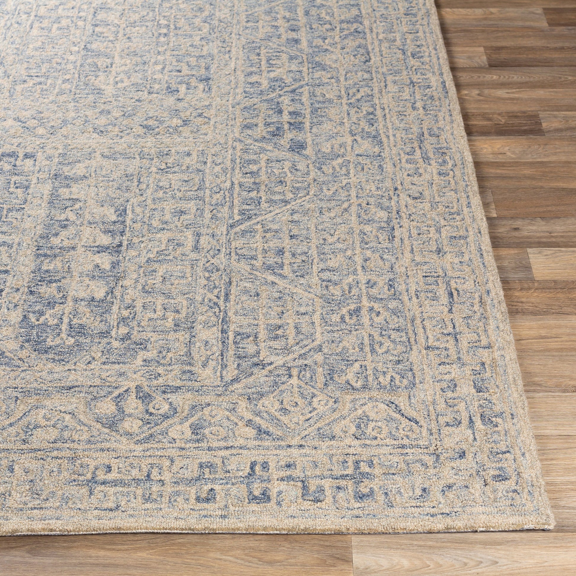 Granada Rug - 24532 by Livabliss in navy, light blue, ivory. Made from 100% wool in a unique style.