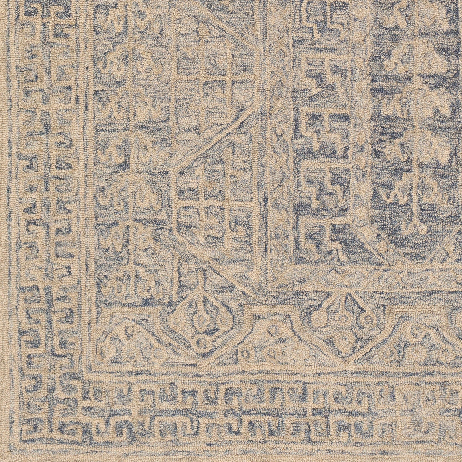 Granada Rug - 24532 by Livabliss in navy, light blue, ivory. Made from 100% wool in a unique style.