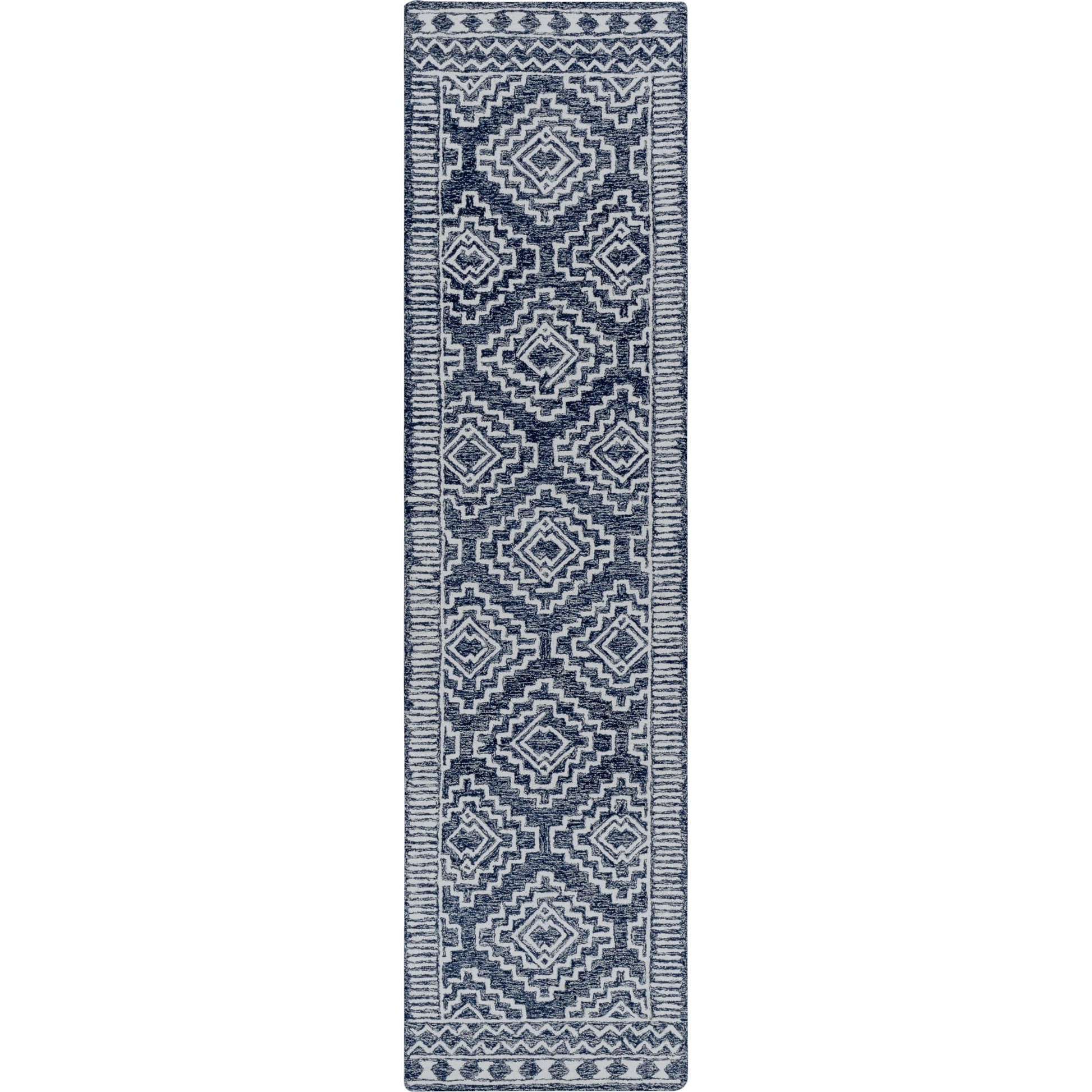 Granada Rug - 24536 by Livabliss in navy, light blue, beige. Made from 100% wool in a unique style.