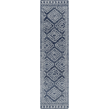 Granada Rug - 24536 by Livabliss in navy, light blue, beige. Made from 100% wool in a unique style.