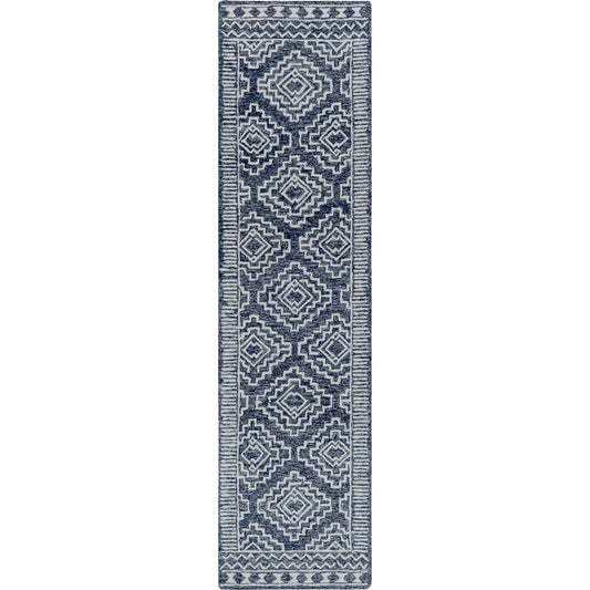 Granada Rug - 24536 by Livabliss in dark blue, denim, ivory. Made from 100% wool in a unique style.