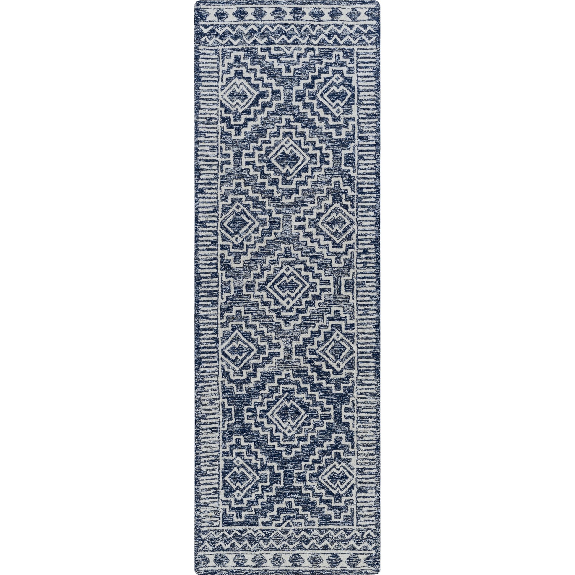 Granada Rug - 24536 by Livabliss in navy, light blue, beige. Made from 100% wool in a unique style.