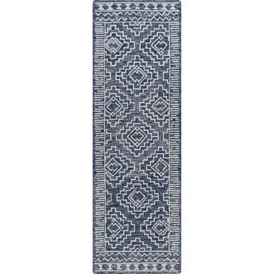Granada Rug - 24536 by Livabliss in dark blue, denim, ivory. Made from 100% wool in a unique style.