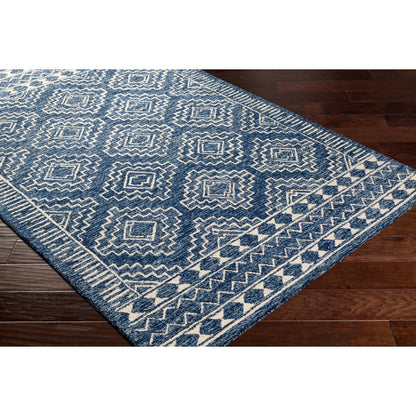 Granada Rug - 24536 by Livabliss in navy, light blue, beige. Made from 100% wool in a unique style.