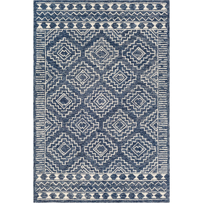 Granada Rug - 24536 by Livabliss in navy, light blue, beige. Made from 100% wool in a unique style.