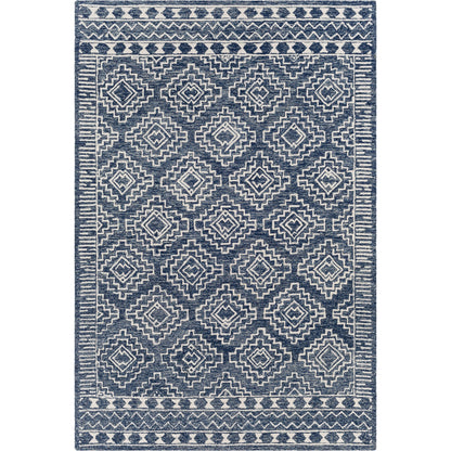 Granada Rug - 24536 by Livabliss in navy, light blue, beige. Made from 100% wool in a unique style.