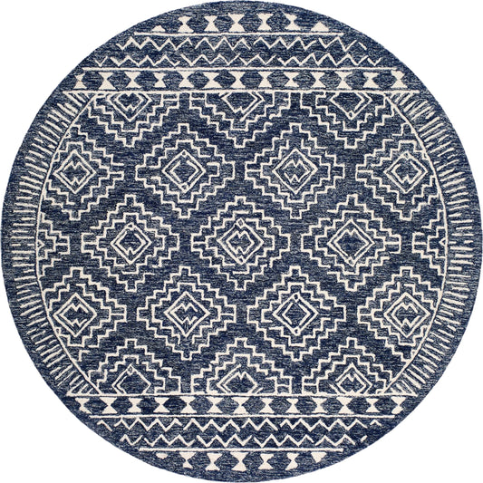 Granada GND-2322 Rug by Livabliss in navy, light blue, beige. Made from 100% wool in a unique style.