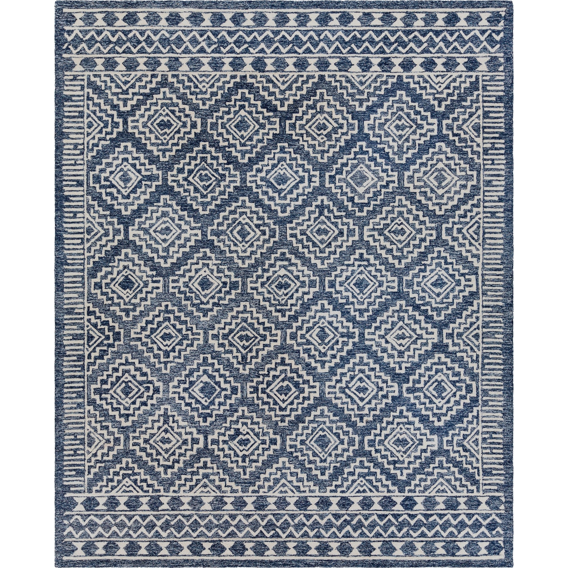 Granada Rug - 24536 by Livabliss in navy, light blue, beige. Made from 100% wool in a unique style.