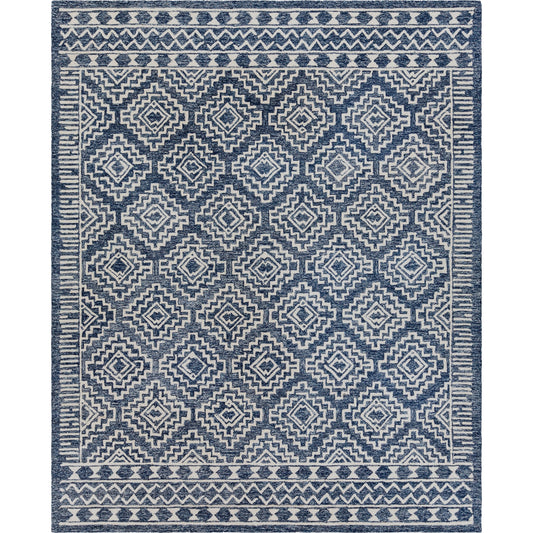 Granada Rug - 24536 by Livabliss in dark blue, denim, ivory. Made from 100% wool in a unique style.