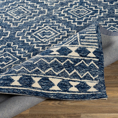 Granada Rug - 24536 by Livabliss in navy, light blue, beige. Made from 100% wool in a unique style.