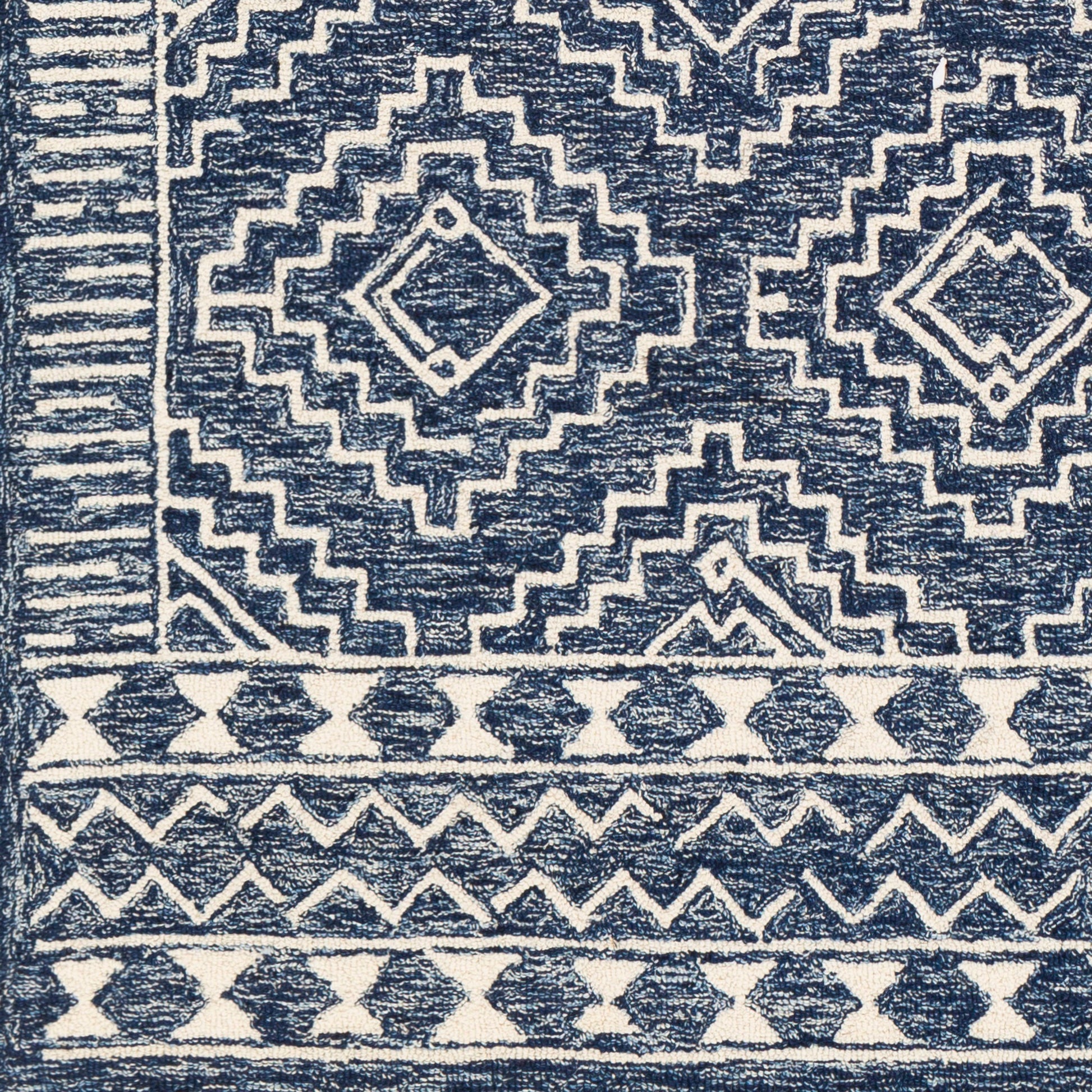 Granada Rug - 24536 by Livabliss in navy, light blue, beige. Made from 100% wool in a unique style.