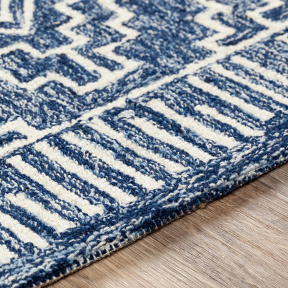 Granada Rug - 24536 by Livabliss in navy, light blue, beige. Made from 100% wool in a unique style.