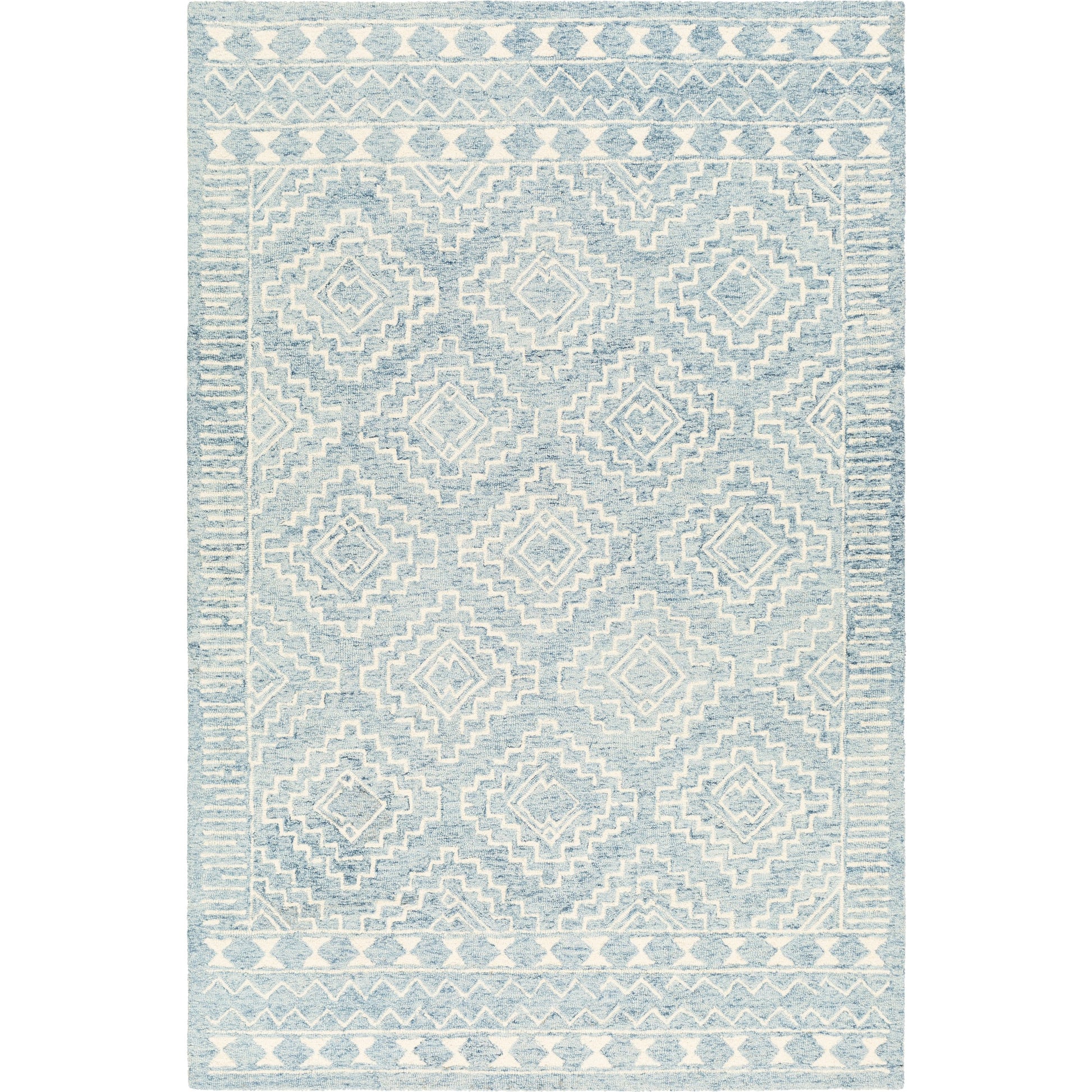 Granada Rug - 24536 by Livabliss in navy, light blue, beige. Made from 100% wool in a unique style.