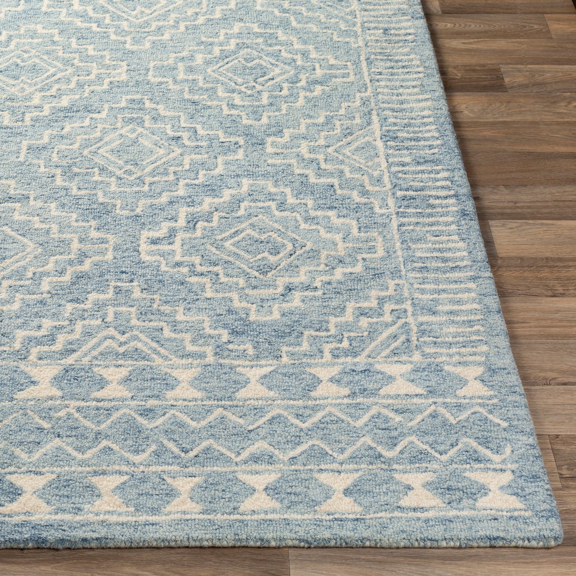 Granada Rug - 24536 by Livabliss in navy, light blue, beige. Made from 100% wool in a unique style.