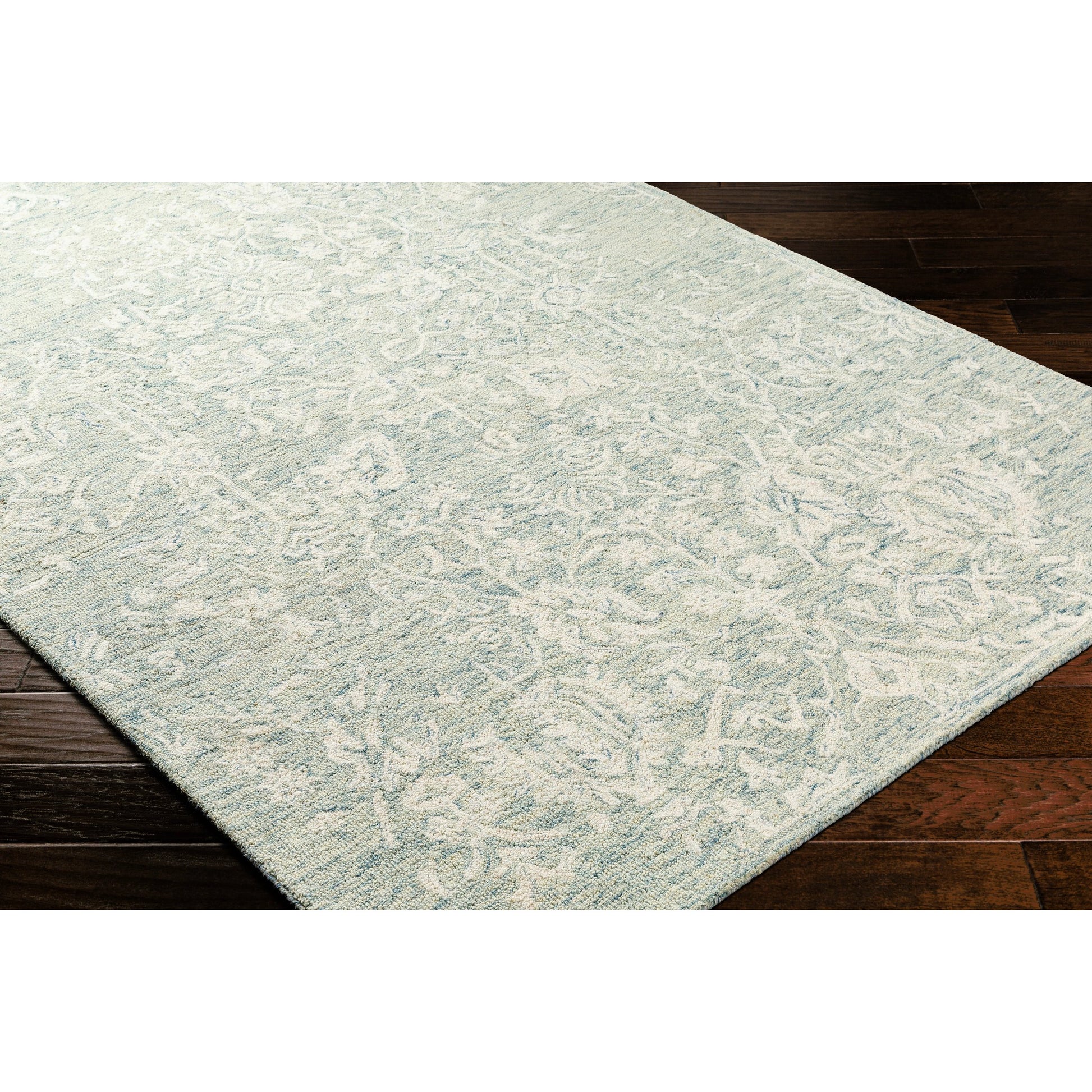 Granada Rug - 29983 by Livabliss in teal, light green, cream. Made from 100% wool in a unique style.