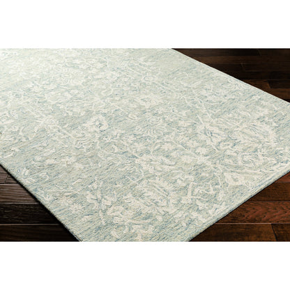 Granada Rug - 29983 by Livabliss in teal, light green, cream. Made from 100% wool in a unique style.