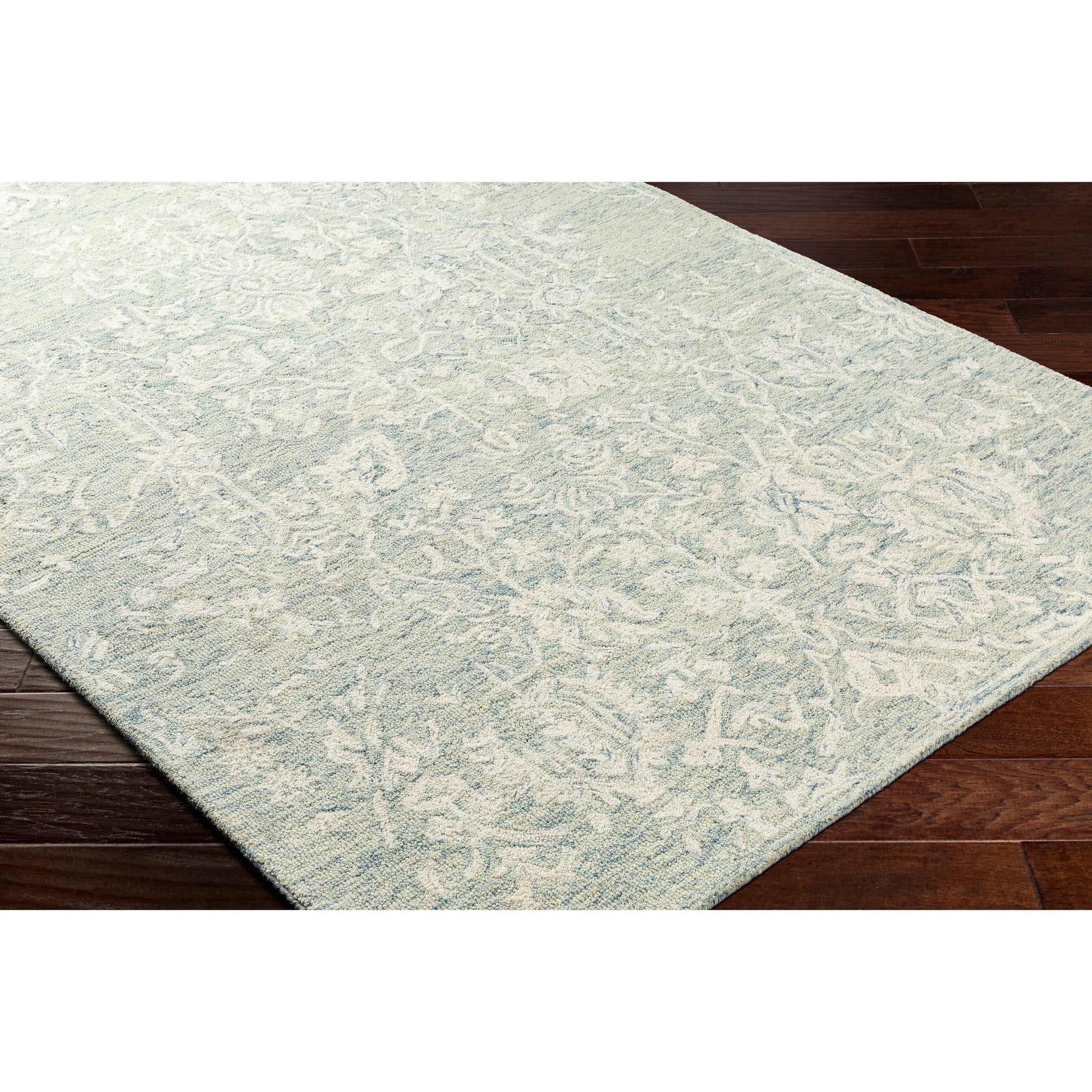 Granada Rug - 29983 by Livabliss in teal, light green, cream. Made from 100% wool in a unique style.