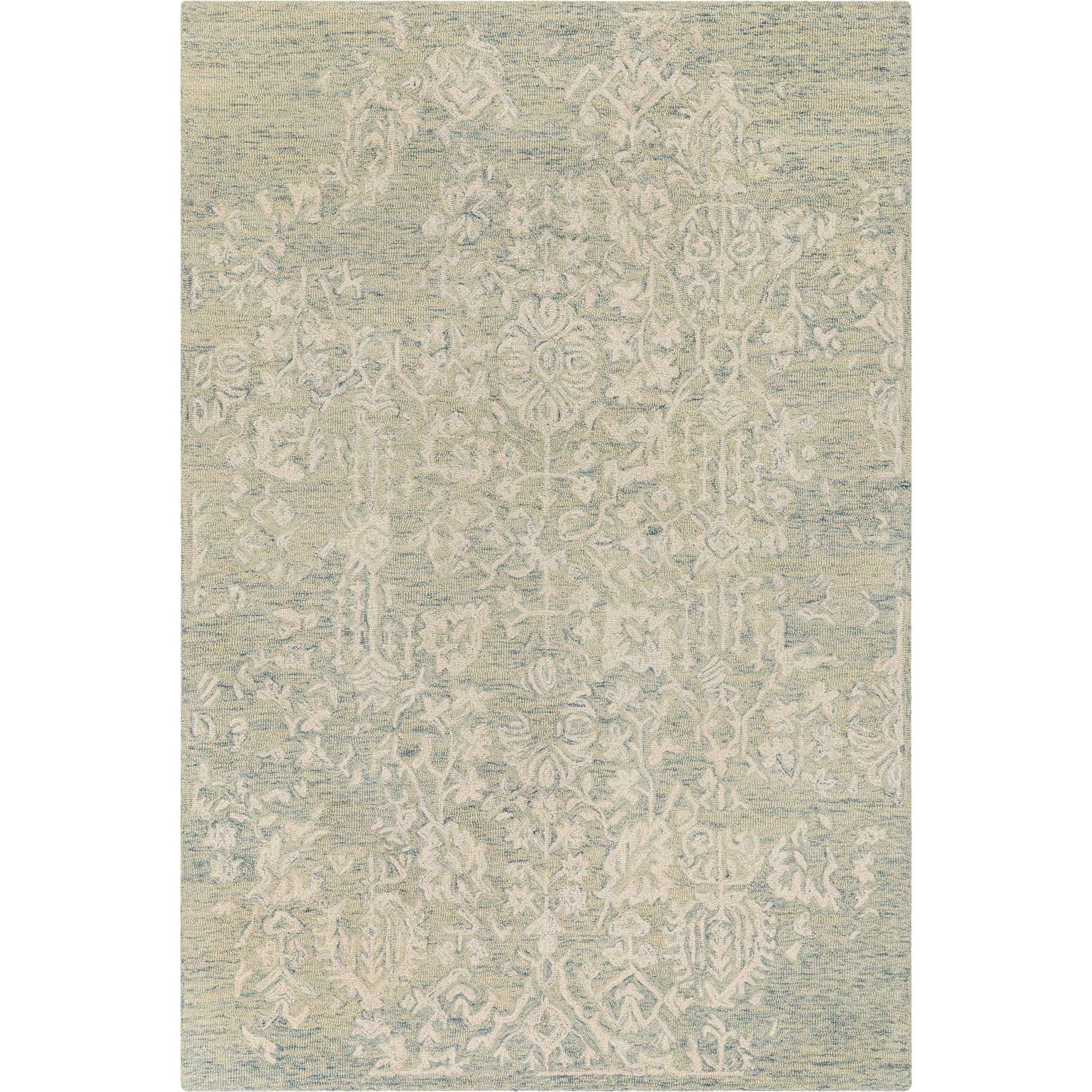 Granada Rug - 29983 by Livabliss in teal, light green, cream. Made from 100% wool in a unique style.