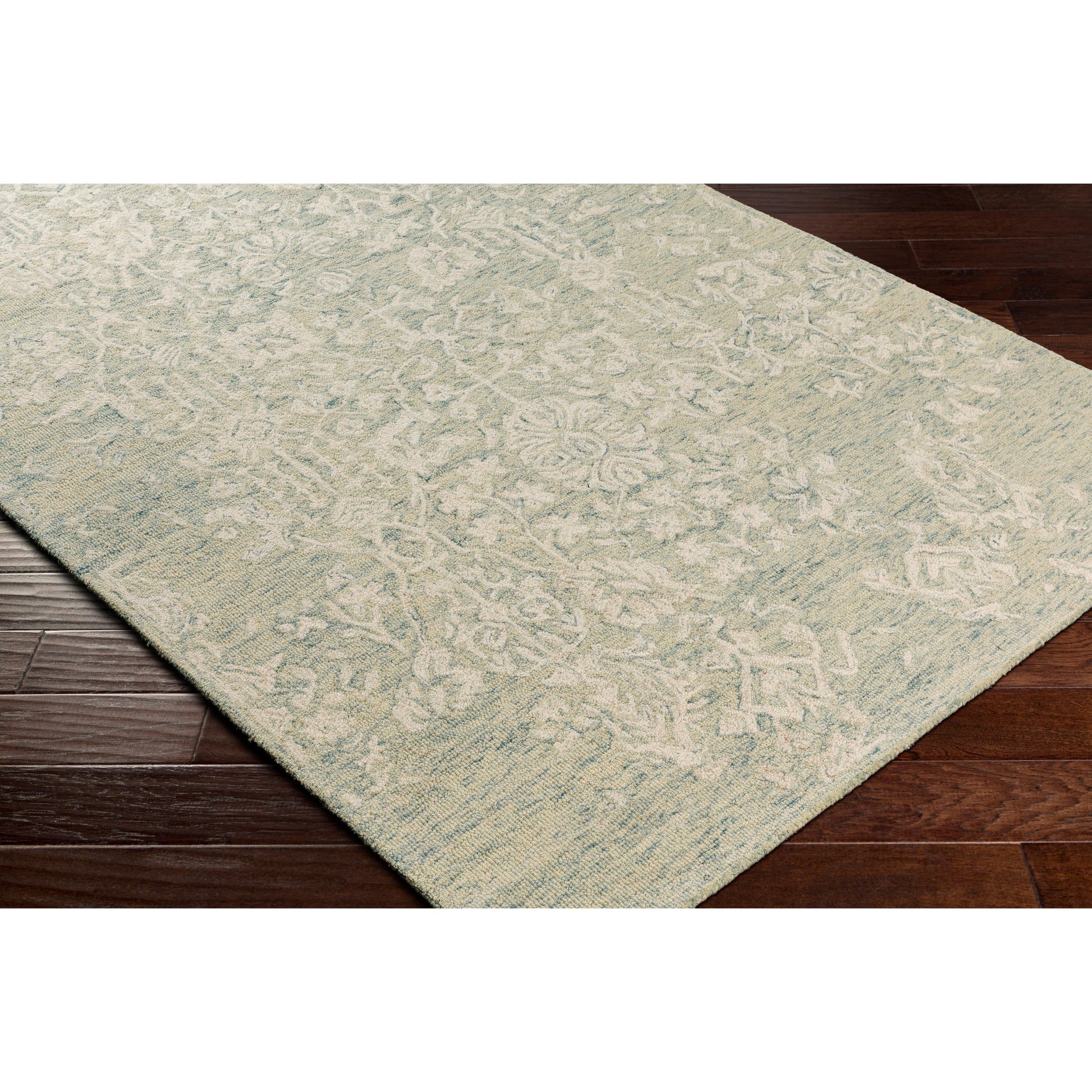 Granada Rug - 29983 by Livabliss in teal, light green, cream. Made from 100% wool in a unique style.
